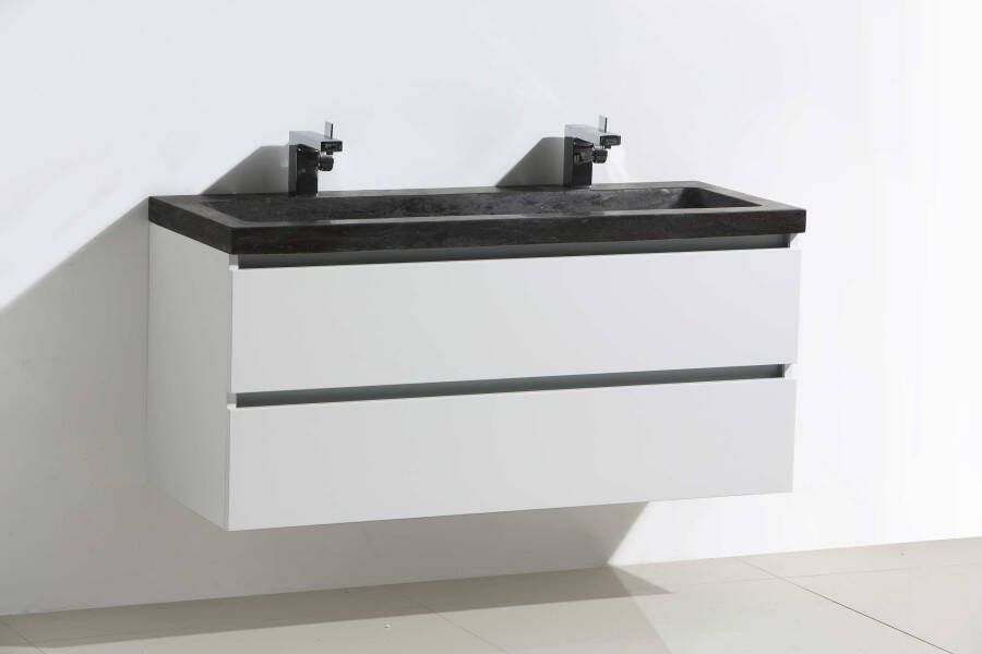 Neuer Infinity badkamermeubel Trend Stone dubbele wastafel met kraangaten 120 glans wit