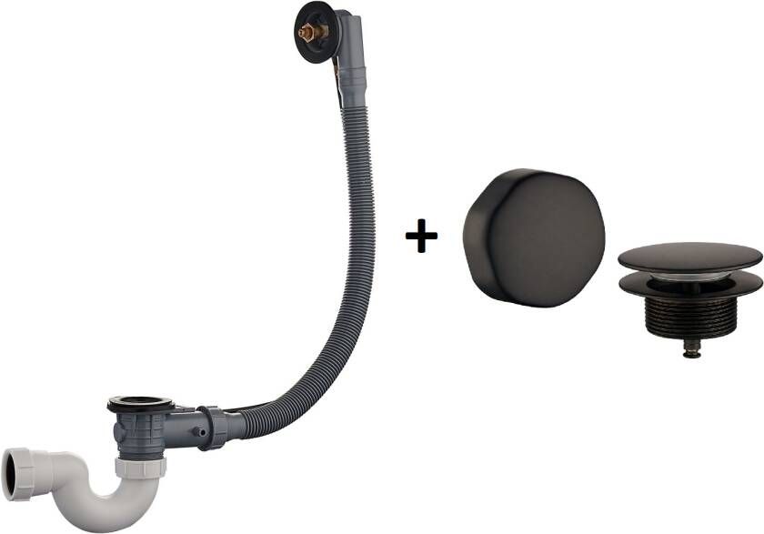 Neuer Moody badplug overloopcombinatie met waste mat zwart