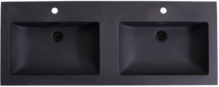 Neuer Quartz Classic dubbele wastafel zonder kraangaten 120 zwart