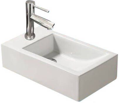 Neuer Qubic fontein kraangat links 45x25 glans wit