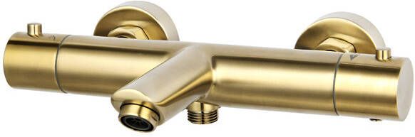 Neuer thermostatische badmengkraan rond geborsteld goud