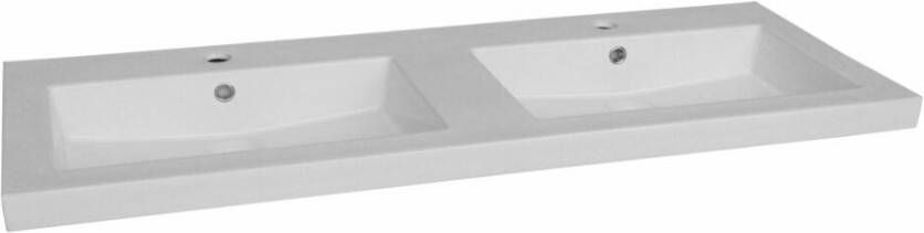 Neuer Trend dubbele wastafel met kraangaten 120 wit