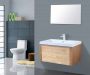 Neuer Wood Eiken badkamermeubel met Trendline wastafel 80 - Thumbnail 1