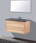 Neuer Wood Eiken badkamermeubel Trend Stone wastafel twee kraangaten 100 - Thumbnail 1