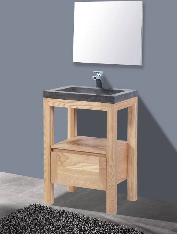Neuer Wood Robusta badkamermeubel Trend Stone wastafel met kraangat 60