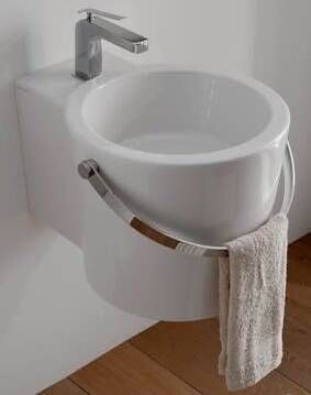 Novara Cubo wastafel rond met handboekbeugel 54x40x32