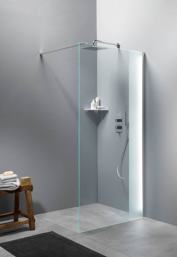 Novara Free Time inloopdouche met verticale decor streep 90x200 timeless glas