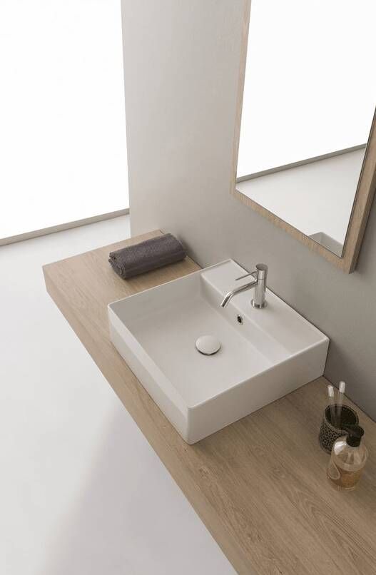 Novara Legato wastafel Dun keramiek met overloop 60x46x14 5