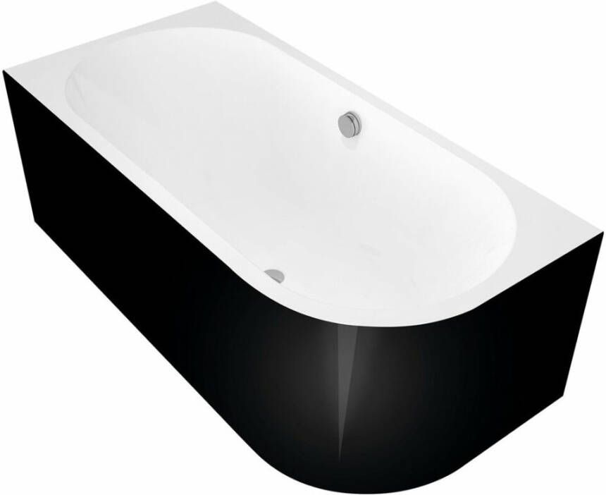Polysan Ligbad Astra 160x75x60 cm Asymmetrisch Links Zwart Wit