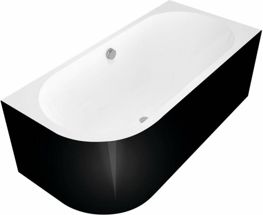 Polysan Ligbad Astra 160x75x60 cm Asymmetrisch Rechts Zwart Wit
