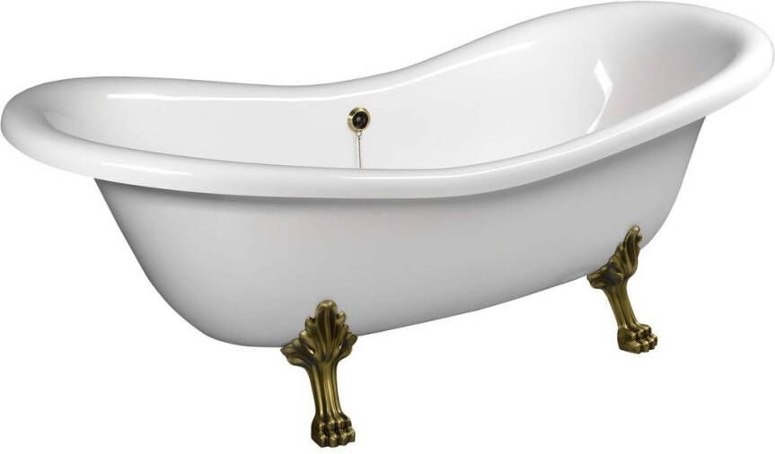 Polysan Charleston vrijstaand bad op pootjes 188x80x71cm bronzen poten wit