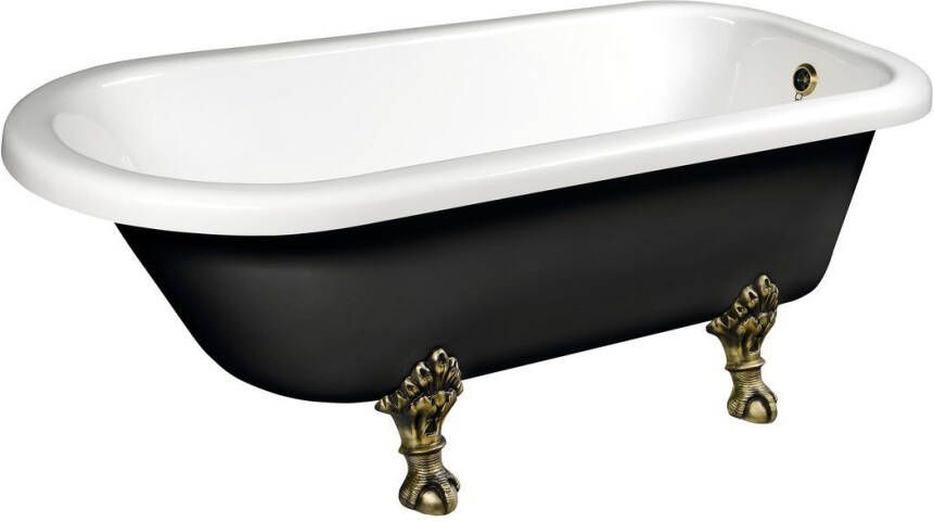 Polysan Foxtrot vrijstaand bad op pootjes 170x75x64cm bronzen poten zwart wit