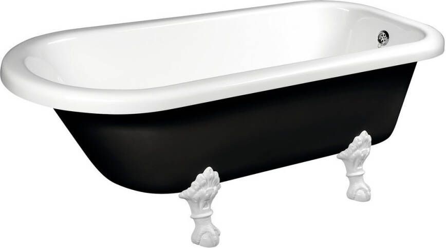 Polysan Foxtrot vrijstaand bad op pootjes 170x75x64cm witte poten zwart wit