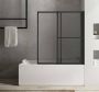 Sapho Polysan Olbia opklapbare en schuifbare badwand 123 helder glas mat zwart frame - Thumbnail 1