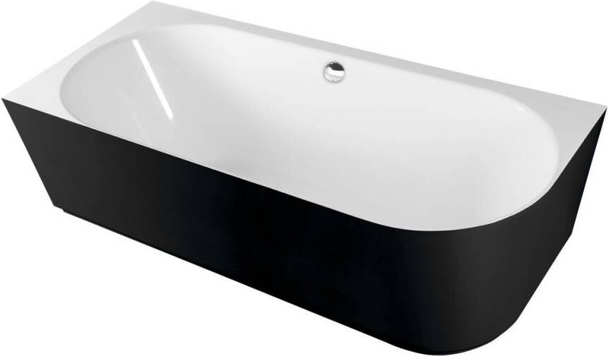 Polysan Ligbad Sussi Gegoten Marmer 160x70x49 5 cm Asymmetrisch Links Zwart Wit