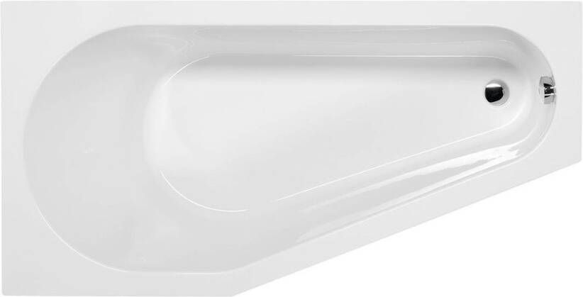 Polysan Tigra Asymmetrische badkuip 150x75x46cm inclusief steunpoten links wit