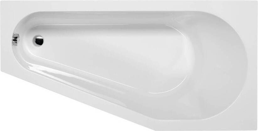 Polysan Tigra Asymmetrische badkuip 150x75x46cm inclusief steunpoten rechts wit