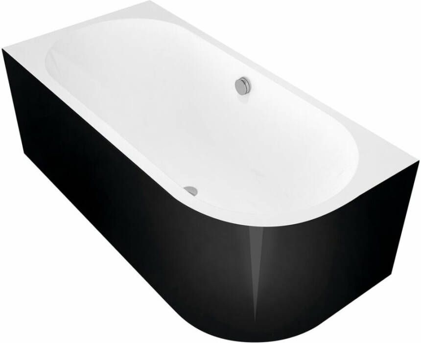 Polysan Ligbad Viva 180x75x60 cm Asymmetrisch Links Zwart Wit