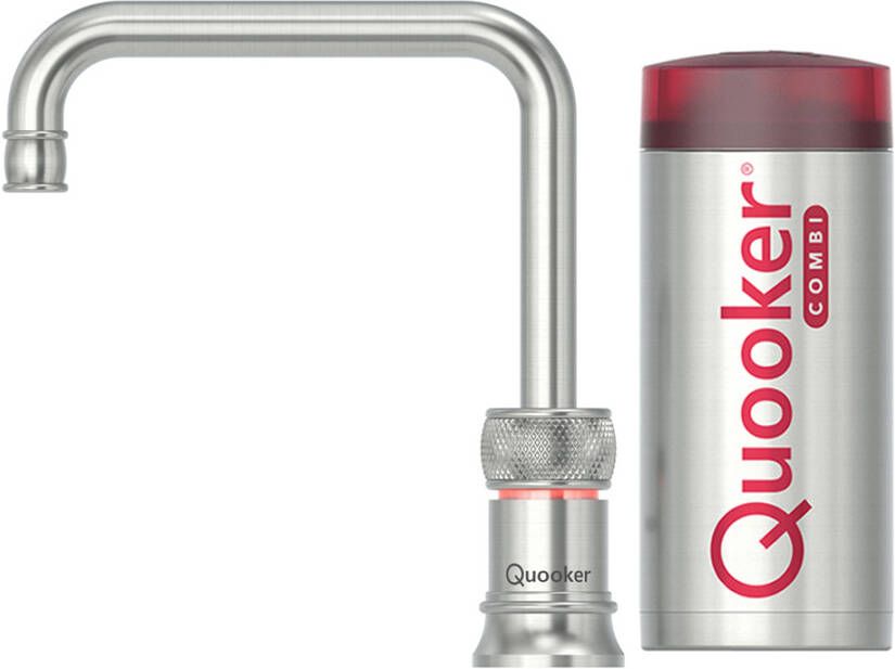 Quooker Classic Nordic Square Single Tap kokend waterkraan met COMBI boiler RVS
