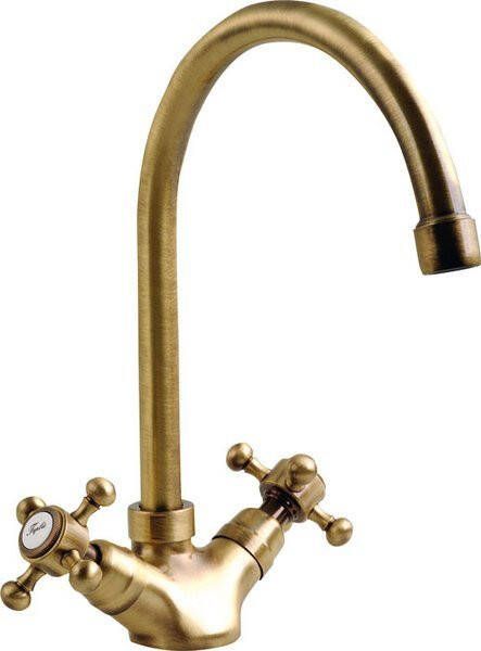 Sapho Wastafelmengkraan Antea 2-knop Gebogen Uitloop 27.5 cm Brons