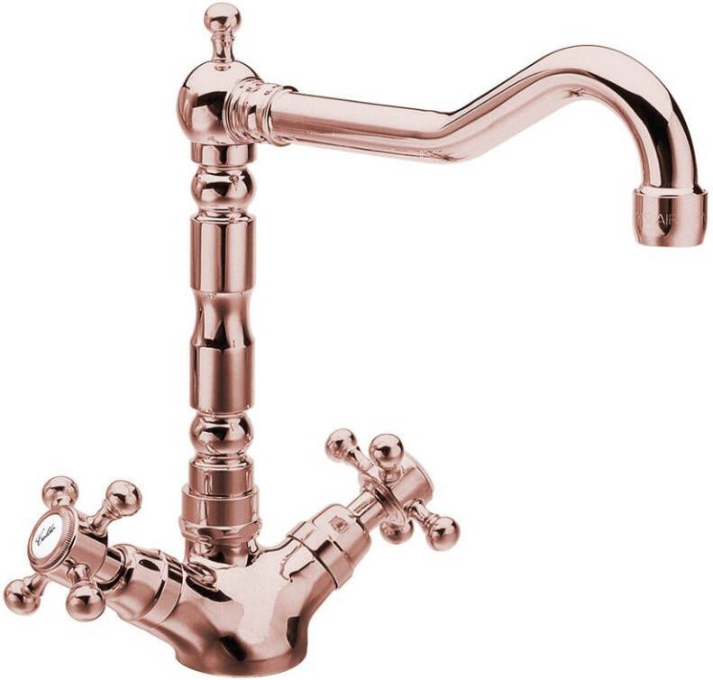Sapho Wastafelmengkraan Antea 2-knop Uitloop Recht 24 cm Rose Goud