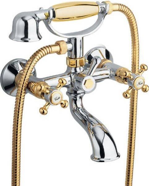 Reitano Rubinetteria Antea Wandmontage badmengkraan incl. handDouche chroom goud