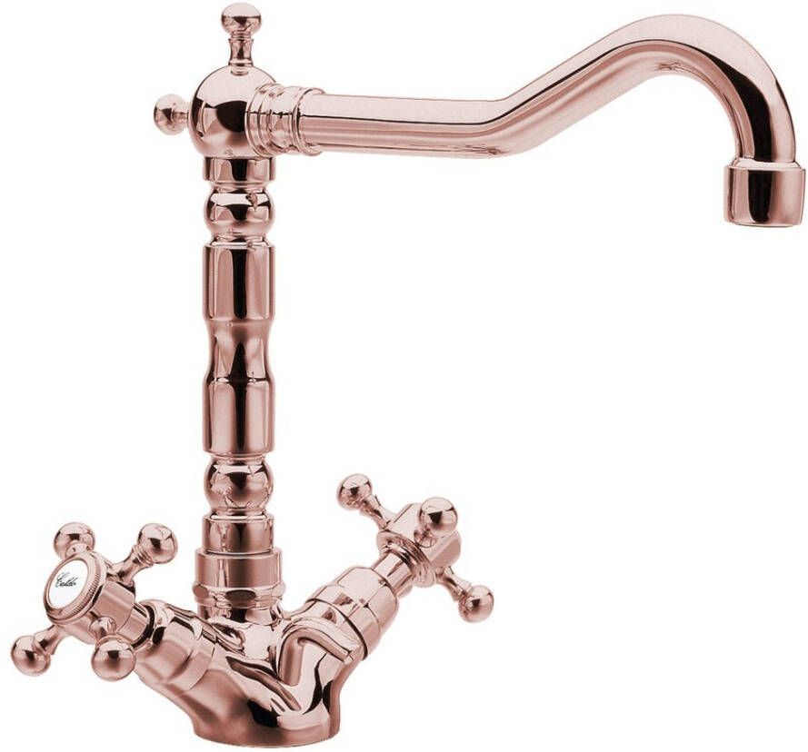Sapho Wastafelmengkraan Antea 2-knop Uitloop Recht 24 cm Rose Goud (incl. clickwaste)