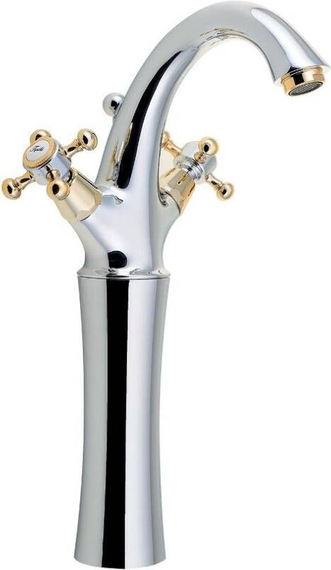 Reitano Rubinetteria Reitano Antea hoge wastafelmengkraan chroom goud inclusief pop-up waste 30 cm