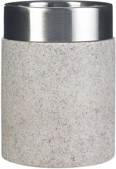 Sapho Tandenborstelhouder Stone Vrijstaand 10.5x7.5 cm Polyresin Beige