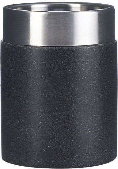 Sapho Tandenborstelhouder Stone Vrijstaand 10.5x7.5 cm Polyresin Zwart