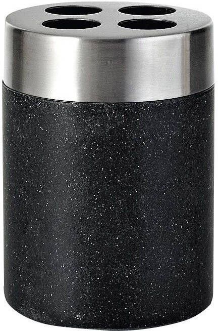 Sapho Tandenborstelhouder Stone Vrijstaand 10.2x7.5 cm Polyresin Zwart