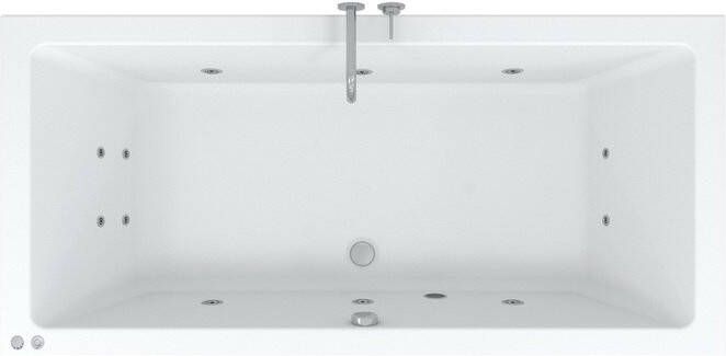 Riho Easypool 3.1 Lusso whirlpoolbad rechts 190x90cm hydro 6+4+2 pneumatische bediening inclusief poten en afvoer wit B037002005