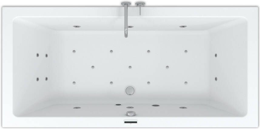 Riho Easypool 3.1 Lusso whirlpoolbad rechts 180x80cm hydro 6+4+2 aero 11 colour speaker touch bediening inclusief poten en afvoer wit B036004005