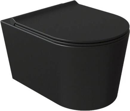 Salenzi Wandcloset Randloos Civita Black 50cm Keramiek Mat Zwart (Excl. zitting) - Foto 2