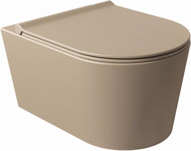 Salenzi Wandcloset Civita 50x35x36 5 cm Keramiek Rimless Mat Taupe Zonder Zitting