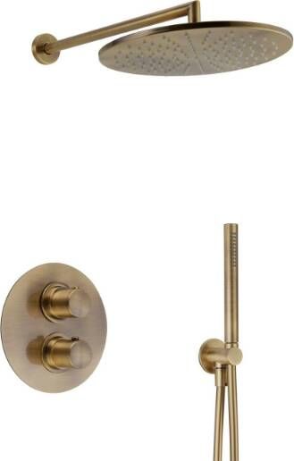 Salenzi Regendoucheset Inbouw Giro S Plafond Uitloop Gegalvaniseerd Geborsteld Messing Goud 20 cm OP=OP - Foto 3