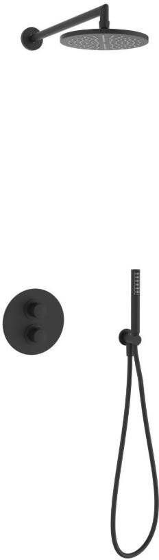 Salenzi Regendoucheset Inbouw Giro R Muur Uitloop Gepoedercoat Messing Mat Zwart 20 cm OP=OP