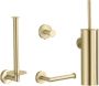 Saniclear Brass 4-delig toiletaccessoires set geborsteld messing - Thumbnail 1