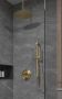 Saniclear Brass ronde inbouw regendouche met glijstang en plafondarm 20 messing - Thumbnail 1