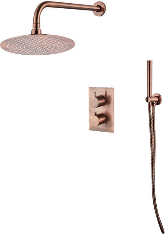 Saniclear Copper inbouw regendouche met wandarm en 20cm hoofddouche