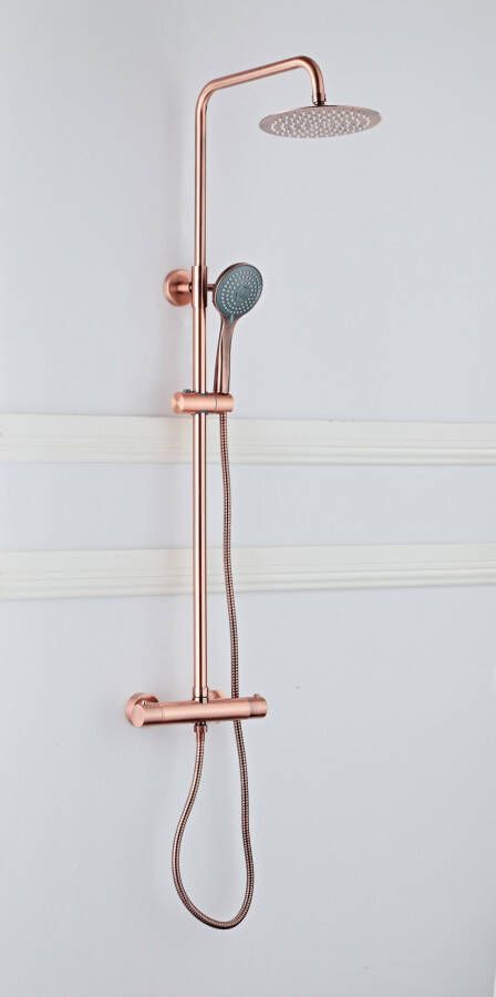 Saniclear Copper opbouw regendouche 30 cm met thermostaatkraan en handdouche