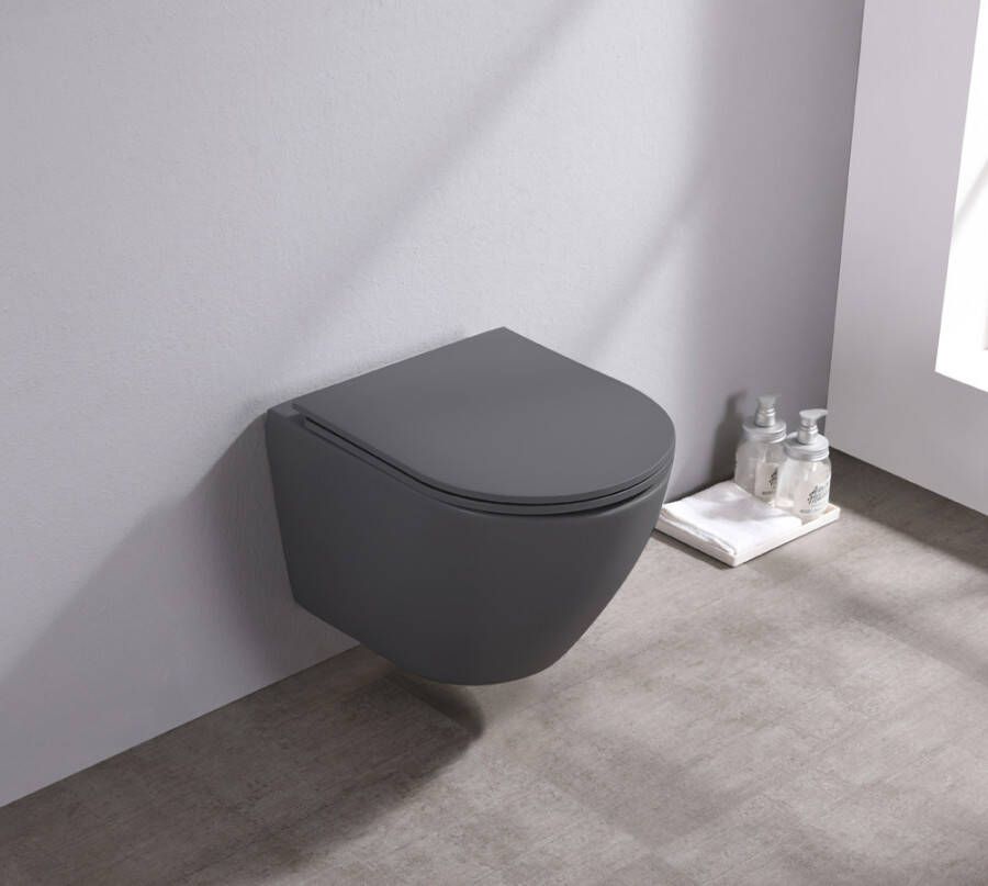 Saniclear Itsie randloze toilet met toiletzitting mat antraciet online kopen