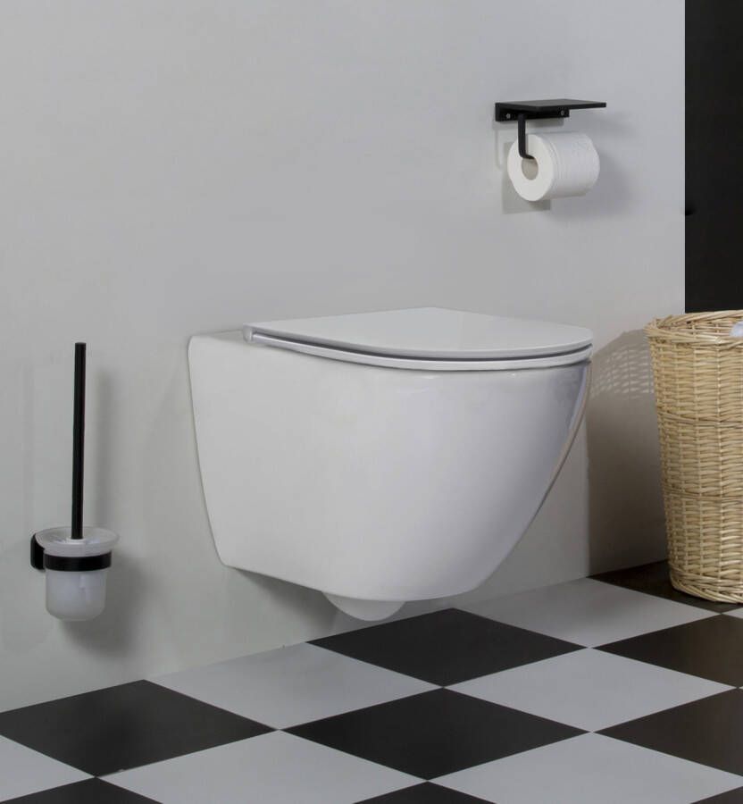 Saniclear Jama rimfree hangend toilet met flatline softclose zitting 48 cm wit online kopen