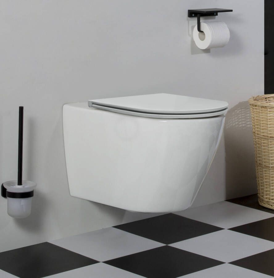 Saniclear Jama rimfree hangend toilet met flatline softclose zitting 53 cm wit online kopen