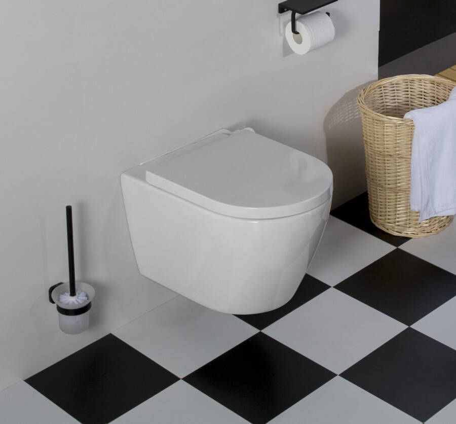 Saniclear Jama rimfree hangend toilet met softclose zitting 53 cm wit