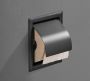 Saniclear Nero inbouw toiletrolhouder met klep mat zwart - Thumbnail 4