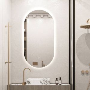 Saniclear Parma ovale spiegel met verlichting en verwarming 50x100