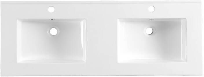 Sanisupply Keramische wastafel dubbele wasbak 120cm wit