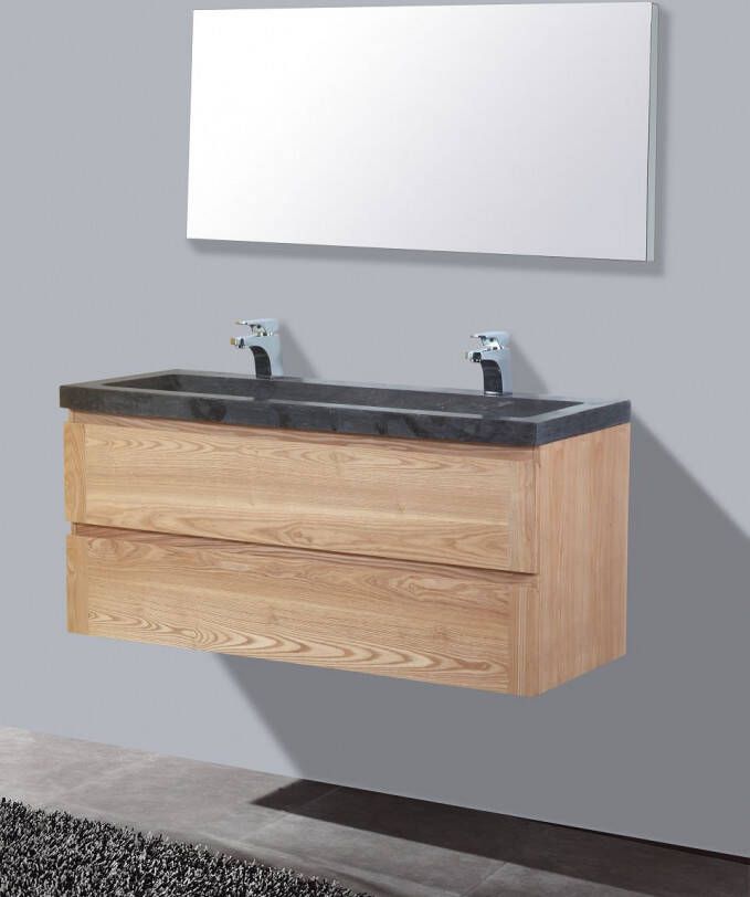 Neuer Wood Eiken badkamermeubel Trend Stone dubbele wastafel zonder kraangaten 120