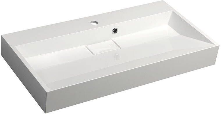 Sapho Wastafel Amur Rechthoek 90x46x12.5 cm Cast Marble Wit